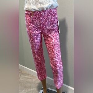 Lilly Pulitzer Bailey Capri in Pink & White Cotton Print  Size 0 New Wit…